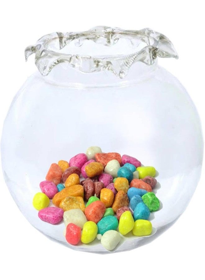 Afast Home Room Decorative Clear Fish Pot/Bowl with Colorful Stone, Glass -A1 - Image 1